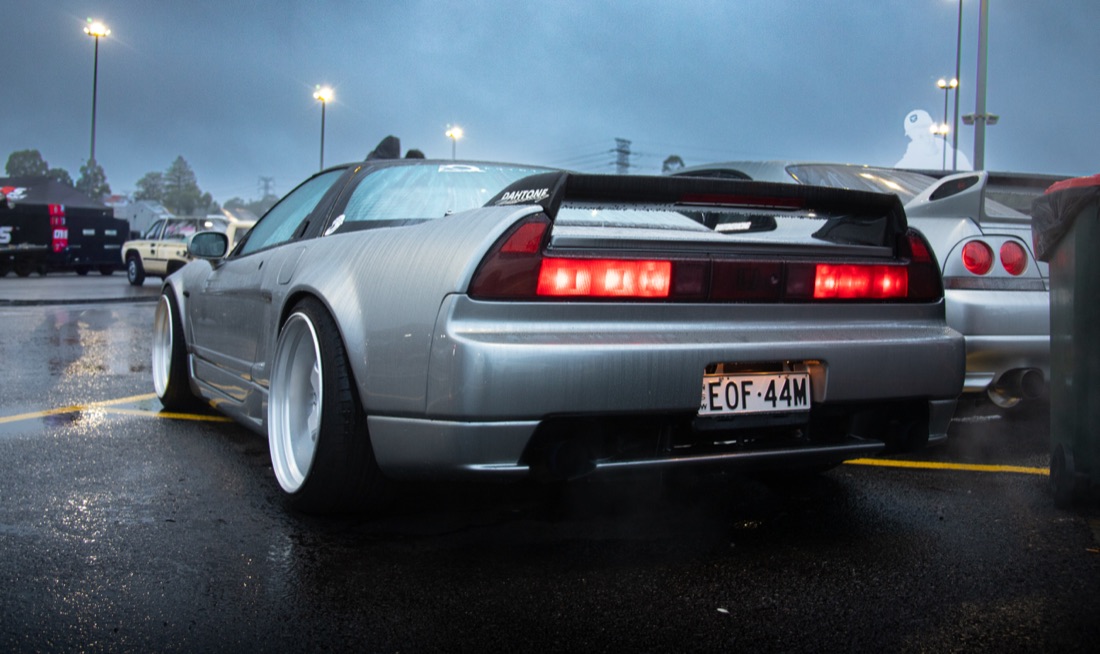 Widebody Honda NSX in the wet — automotive photography by Cars of Manly